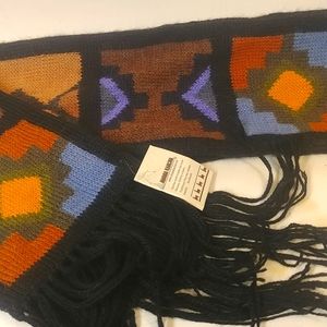 Awana Kancha Peru Wool Pattetn Knit Fringed Scarf@